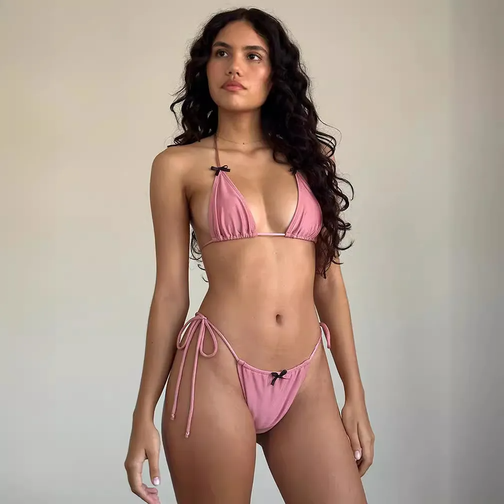 Lira Bow-Detail Triangle Tie-Side Bikini Set Castello Clothing Line