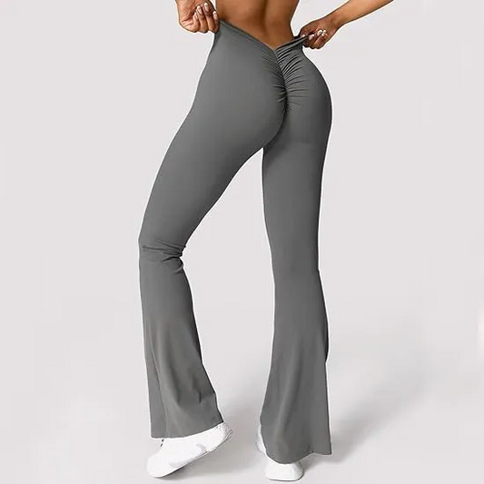 Naughty High-Waist V-Back Scrunch Butt Flare Leggings leggings Castello Clothing Line