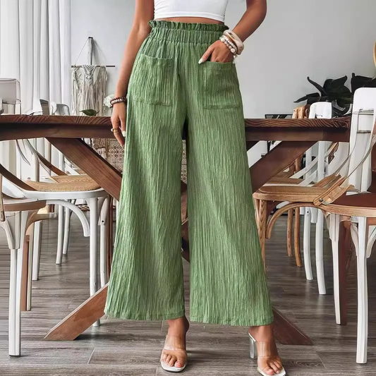 Fable High-Waist Crinkle Wide-Leg Palazzo Pants Castello Clothing Line