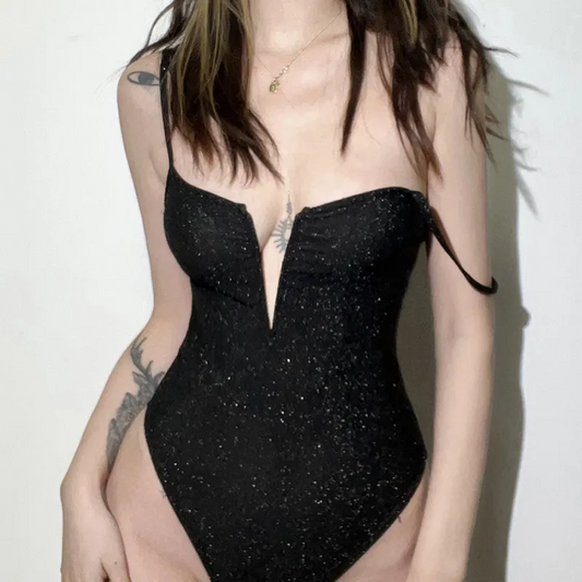 Glam Hour Plunge Bodysuit  Castello Clothing Line   