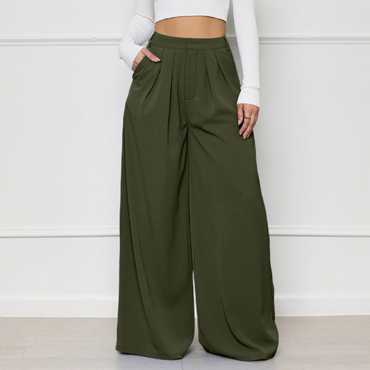 Silent Echoes High-Rise Pleated Wide Leg Palazzo Pants Castello Clothing Line