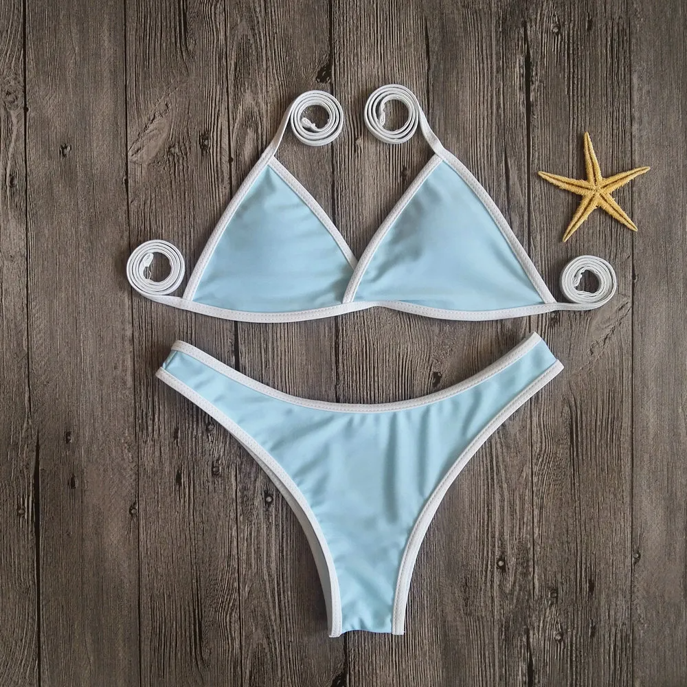 Isabel Balconette Contrast Trim Triangle Bikini Set Castello Clothing Line