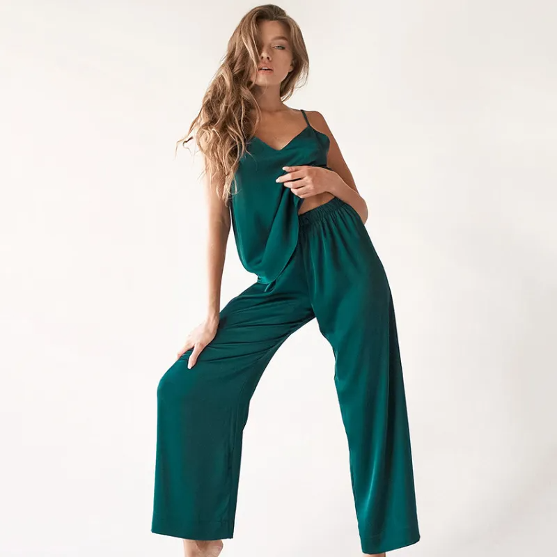 Daisy Dream V-Neck Cami & Wide Leg Lounge Set  Castello Clothing Line   