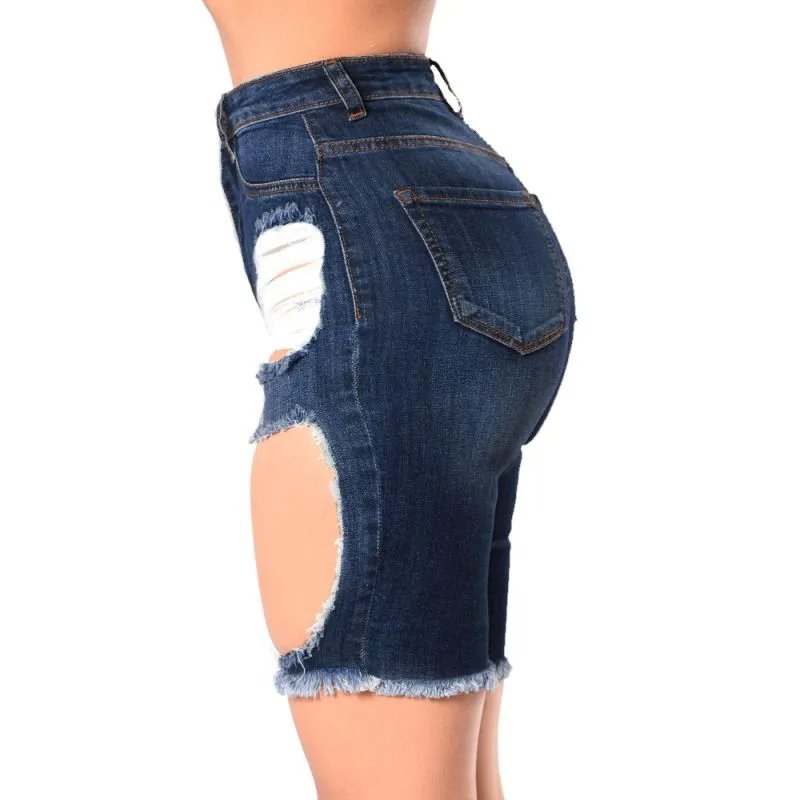 Tempest High-Waist Cutout Denim Biker Shorts  Castello Clothing Line   