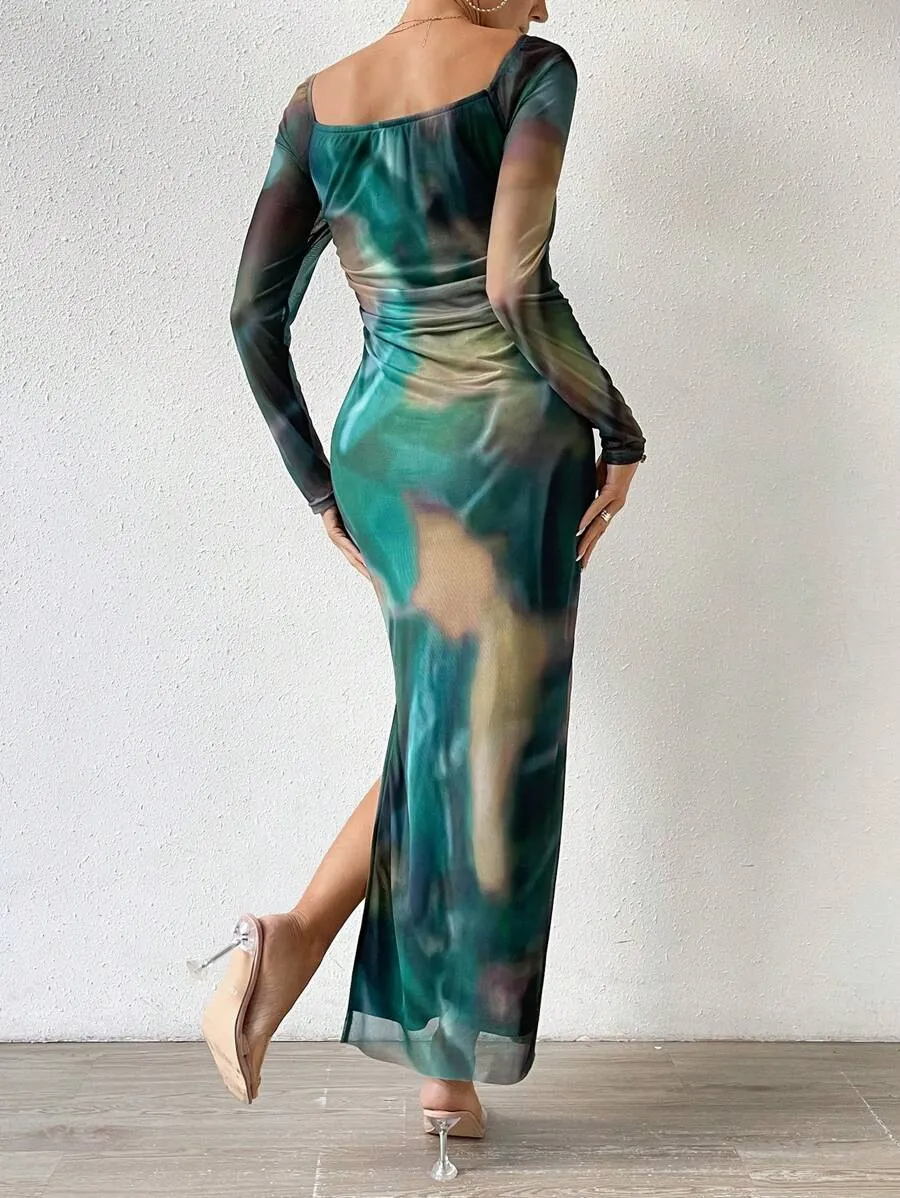 Iris Off-Shoulder Ruched Long Sleeve Maxi Dress maxi dress Castello Clothing Line
