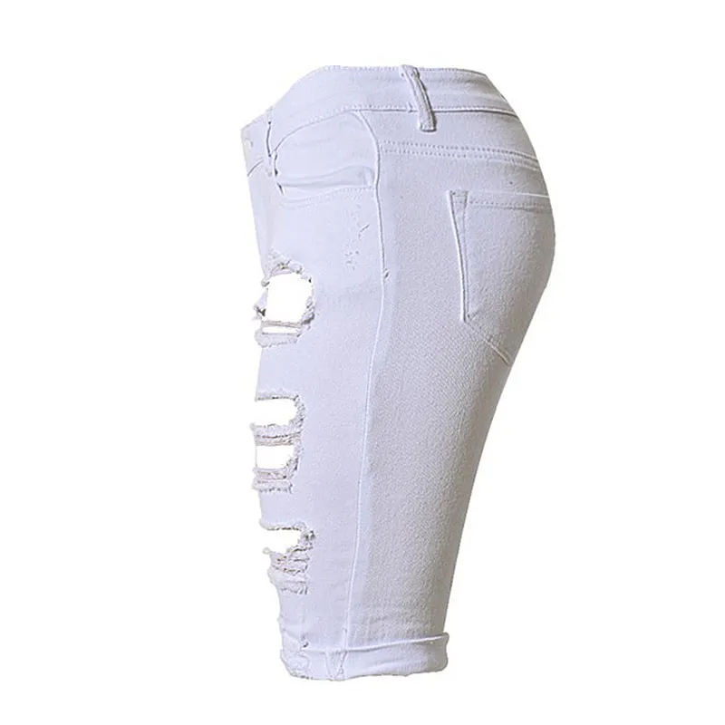 VibeRush High-Rise Distressed Denim Bermuda Shorts  Castello Clothing Line   