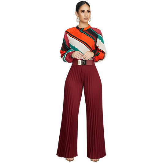 Vantage High-Waist Pleated Wide-Leg Palazzo Pants Castello Clothing Line