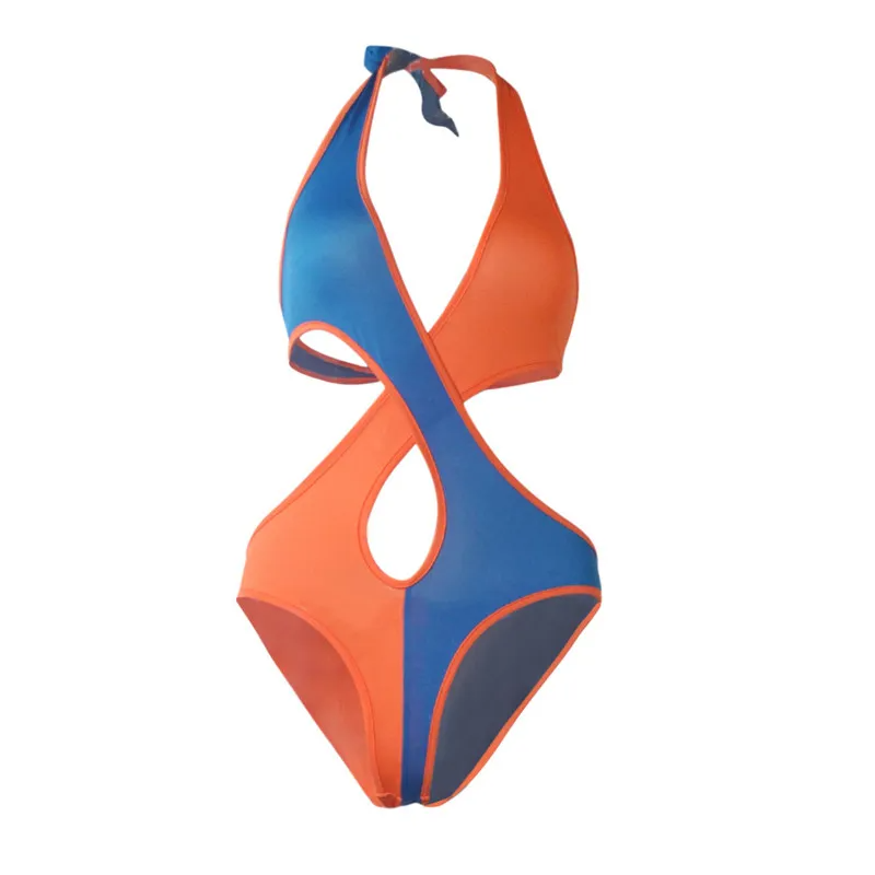 Ula Color Block Cutout Halter One-Piece Swimsuit one piece swimsuit Castello Clothing Line