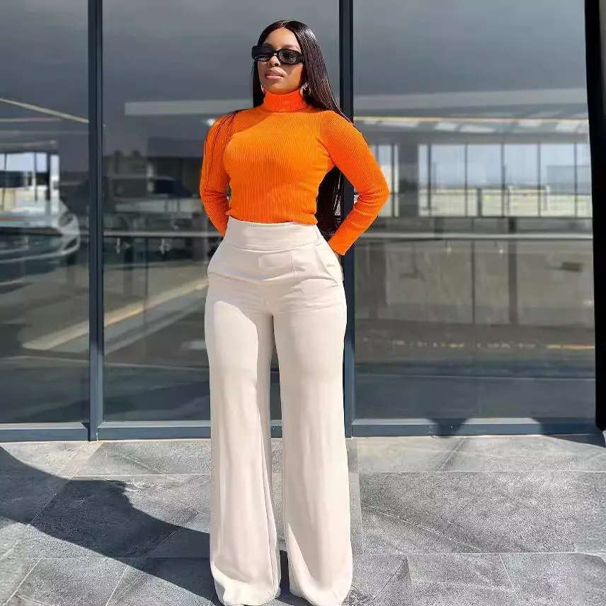 Vow High-Waisted Wide Leg Flowy Dress Pants wide leg pants Castello Clothing Line