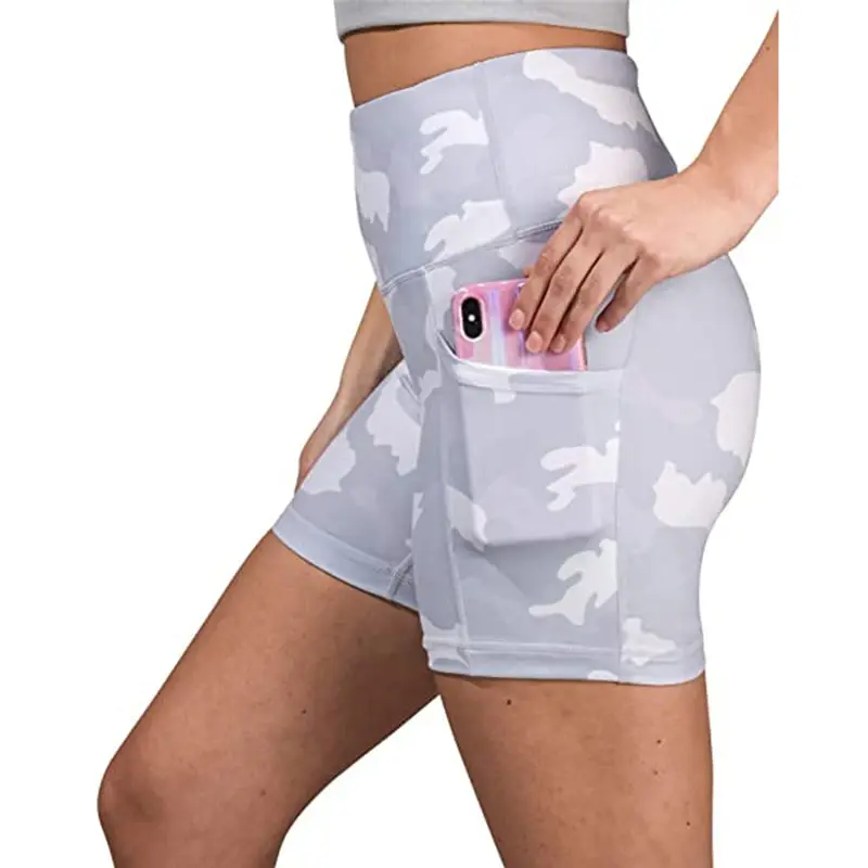 Destiny High-Rise Camo Pocket Biker Shorts workout shorts Castello Clothing Line
