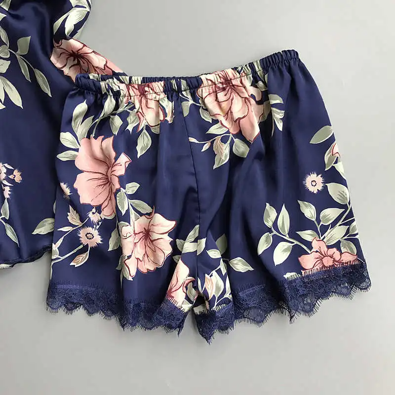 Flora Whisper Floral Lace Trim Cami and Shorts Set  Castello Clothing Line   