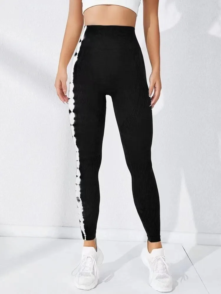 TidalWave High-Waist Ribbed Tie-Dye Seamless Leggings leggings Castello Clothing Line