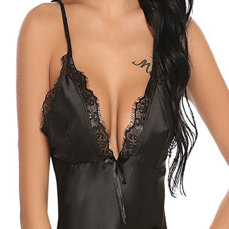 Black Spaghetti Strap Lace Fringe Nightie  Castello Clothing Line   