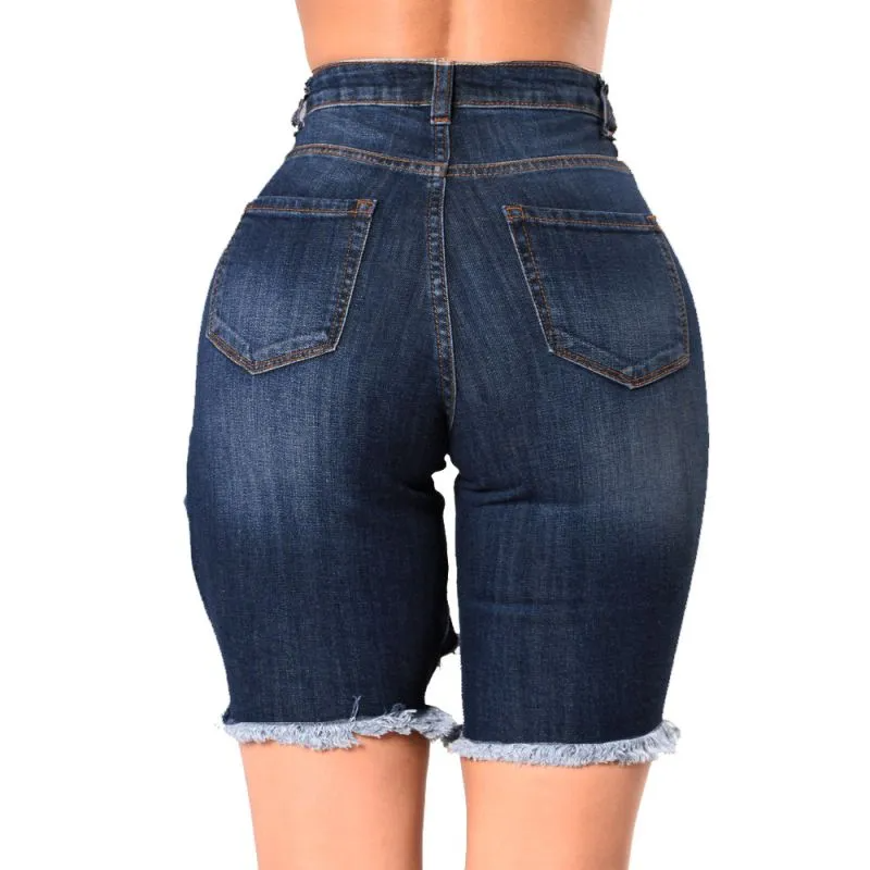 Tempest High-Waist Cutout Denim Biker Shorts  Castello Clothing Line   