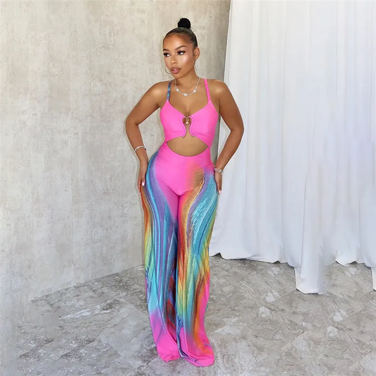 Aira Spaghetti Strap Cutout Ruched Wide-Leg Jumpsuit women jumpsuits Castello Clothing Line