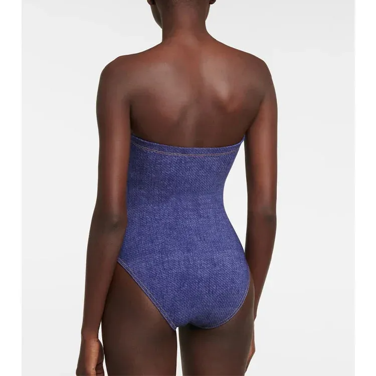 Willow Denim Strapless Bow Front One Piece Swimsuit one piece swimsuit Castello Clothing Line
