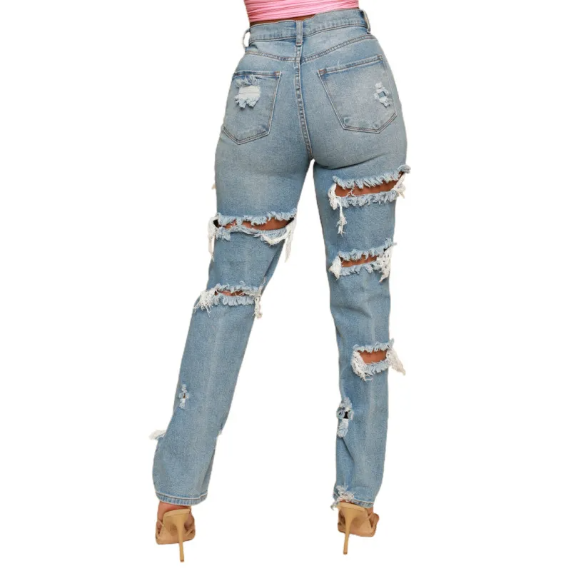 High Waist Ripped Jeans  Castello Clothing Line   