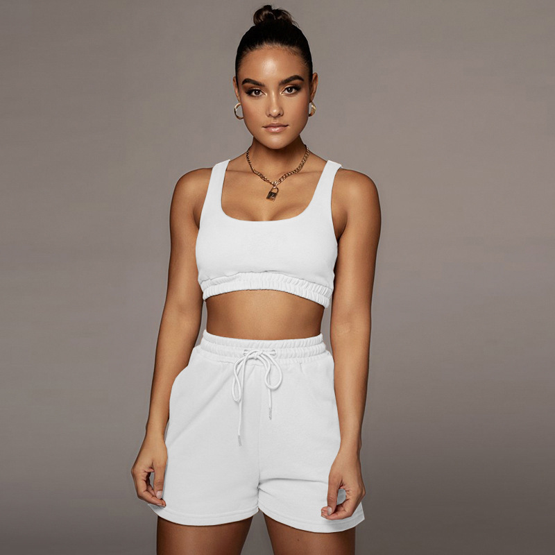 Glow Scoop Neck Crop Top & Drawstring Shorts Set  Castello Clothing Line   