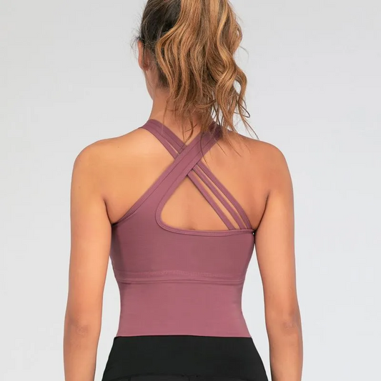 Ursi Longline Cross-Back Strappy Tank Top workout tops and t-shirts Castello Clothing Line