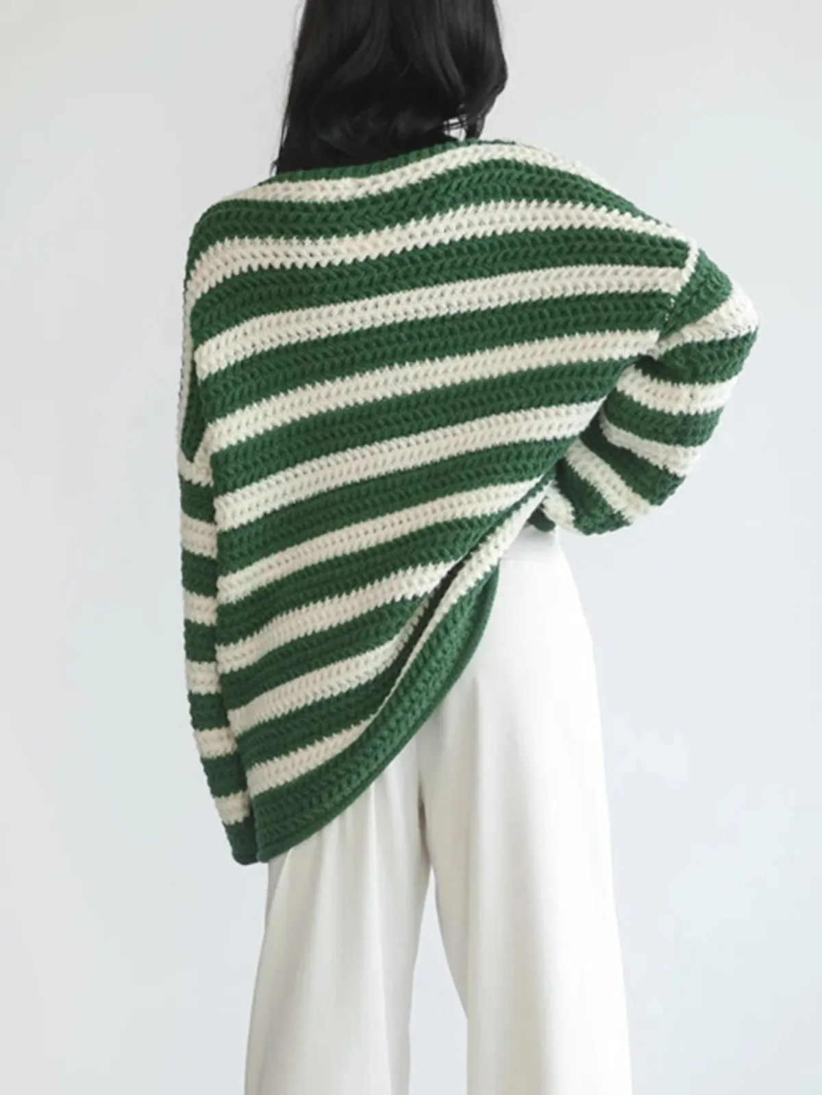 Revive Striped Knit Long Sleeve Oversized Sweater Castello Clothing Line