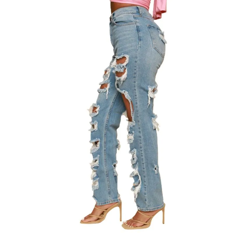 High Waist Ripped Jeans  Castello Clothing Line   