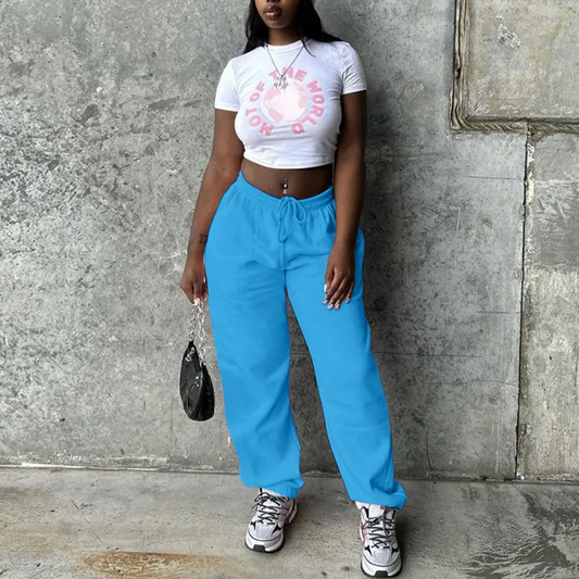 Cloud Kiss High-Rise Drawstring Relaxed Jogger Pants joggers Castello Clothing Line