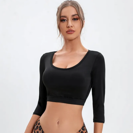 Bold Moves Open-Back Long Sleeve Crop Top  Castello Clothing Line   