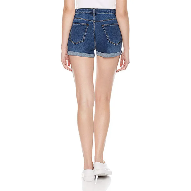 Impulse High-Waist Rolled Hem Denim Shorts  Castello Clothing Line   