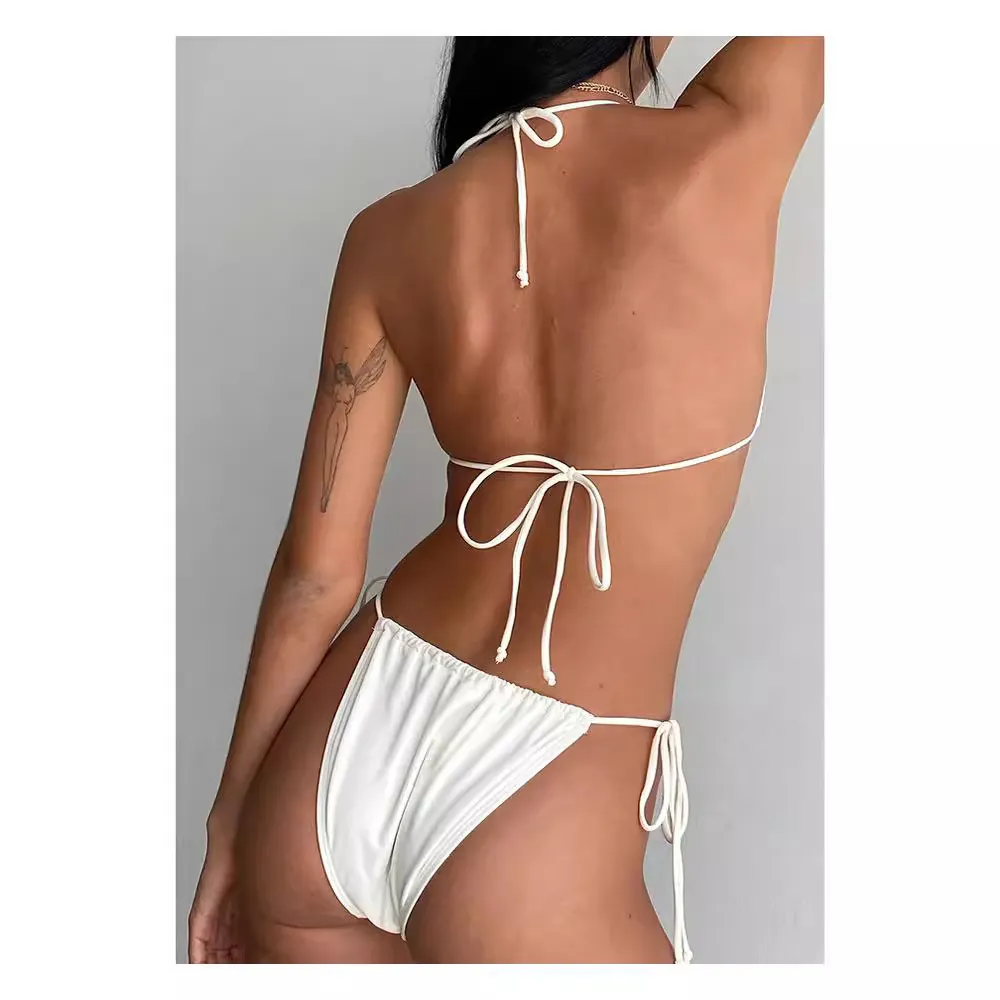 Lira Bow-Detail Triangle Tie-Side Bikini Set Castello Clothing Line
