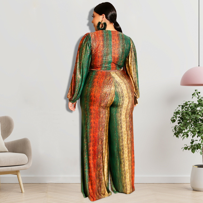 Dalia Plus Size Long Sleeve Wrap Wide Leg Jumpsuit women jumpsuits Castello Clothing Line