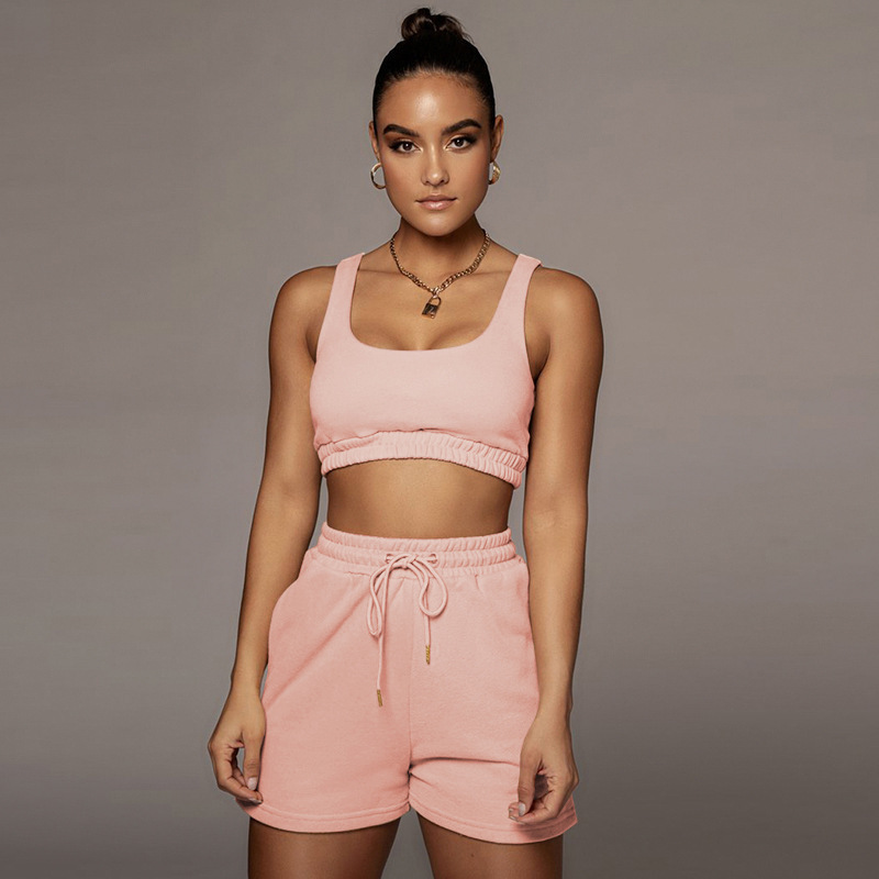 Glow Scoop Neck Crop Top & Drawstring Shorts Set  Castello Clothing Line   