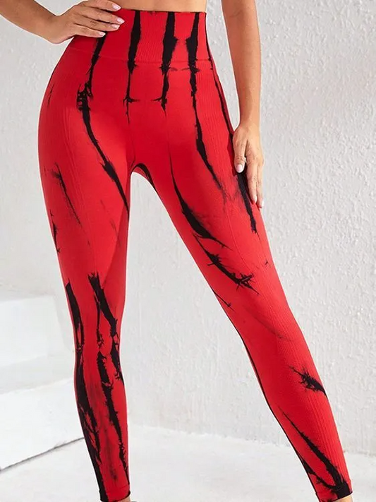 ElectricWave High-Rise Ribbed Tie-Dye Leggings leggings Castello Clothing Line