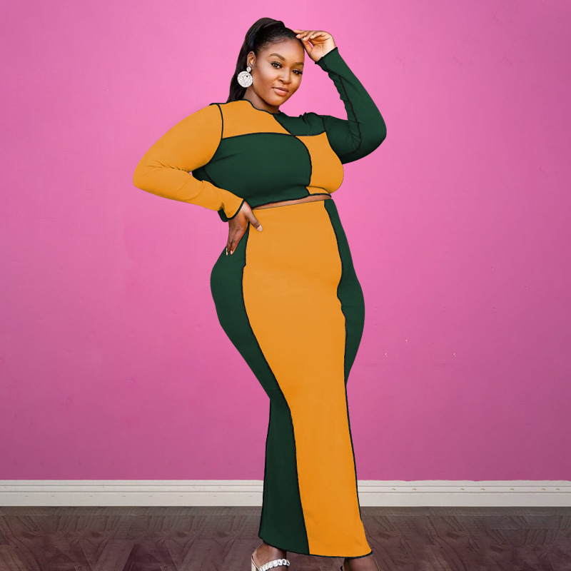 Plus Size Color Block 2-Piece Set  Castello Clothing Line   