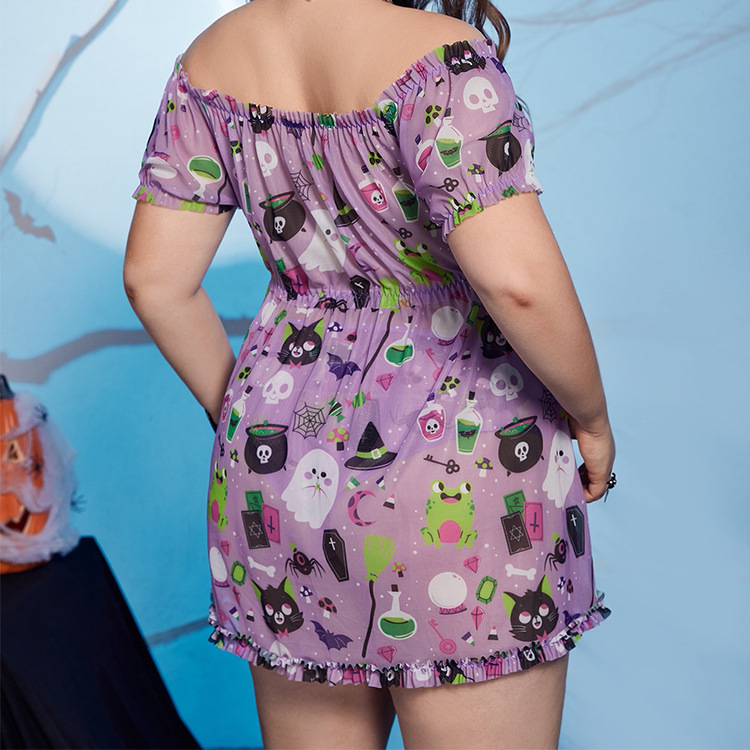 Plus Size Off Shoulder Halloween Sleep Dress  Castello Clothing Line   