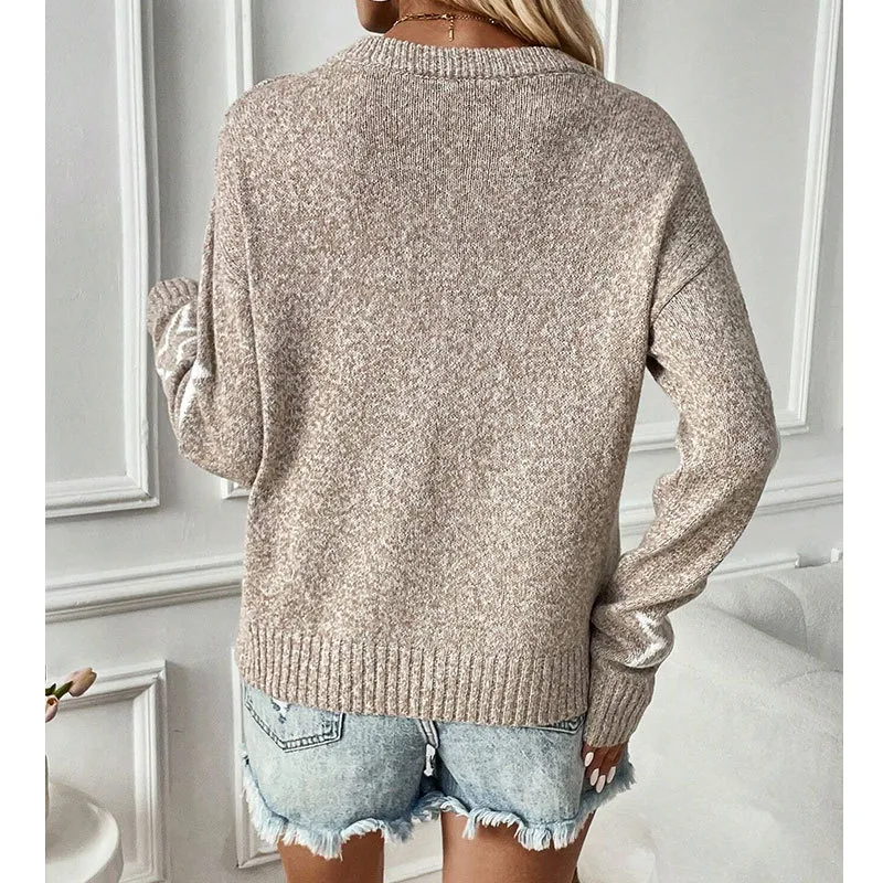Star Struck Crew Neck Long Sleeve Knit Sweater Castello Clothing Line