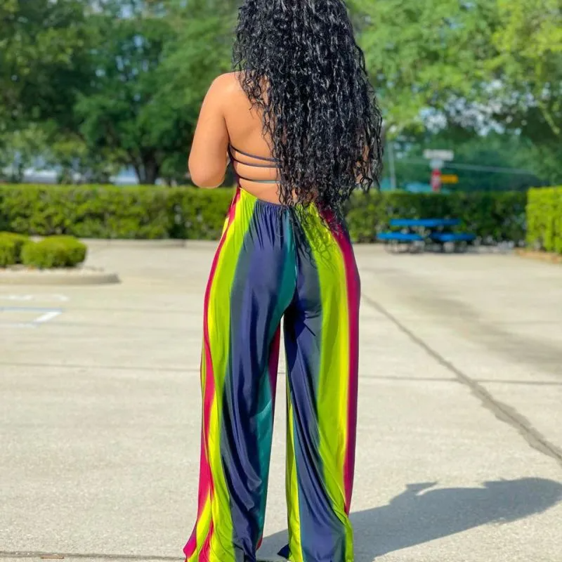 Mya Sleeveless Smocked Open-Back Wide-Leg Jumpsuit women jumpsuits Castello Clothing Line
