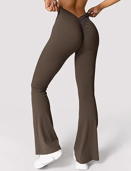 Naughty High-Waist V-Back Scrunch Butt Flare Leggings leggings Castello Clothing Line