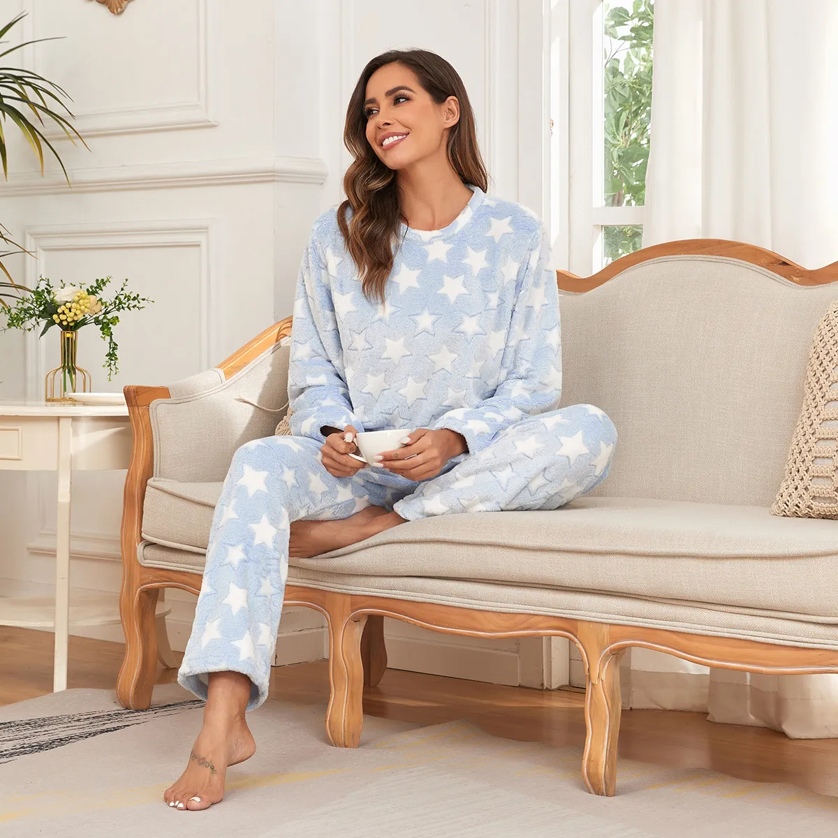 Stellar Dreams Fleece Long Sleeve Lounge Set  Castello Clothing Line   