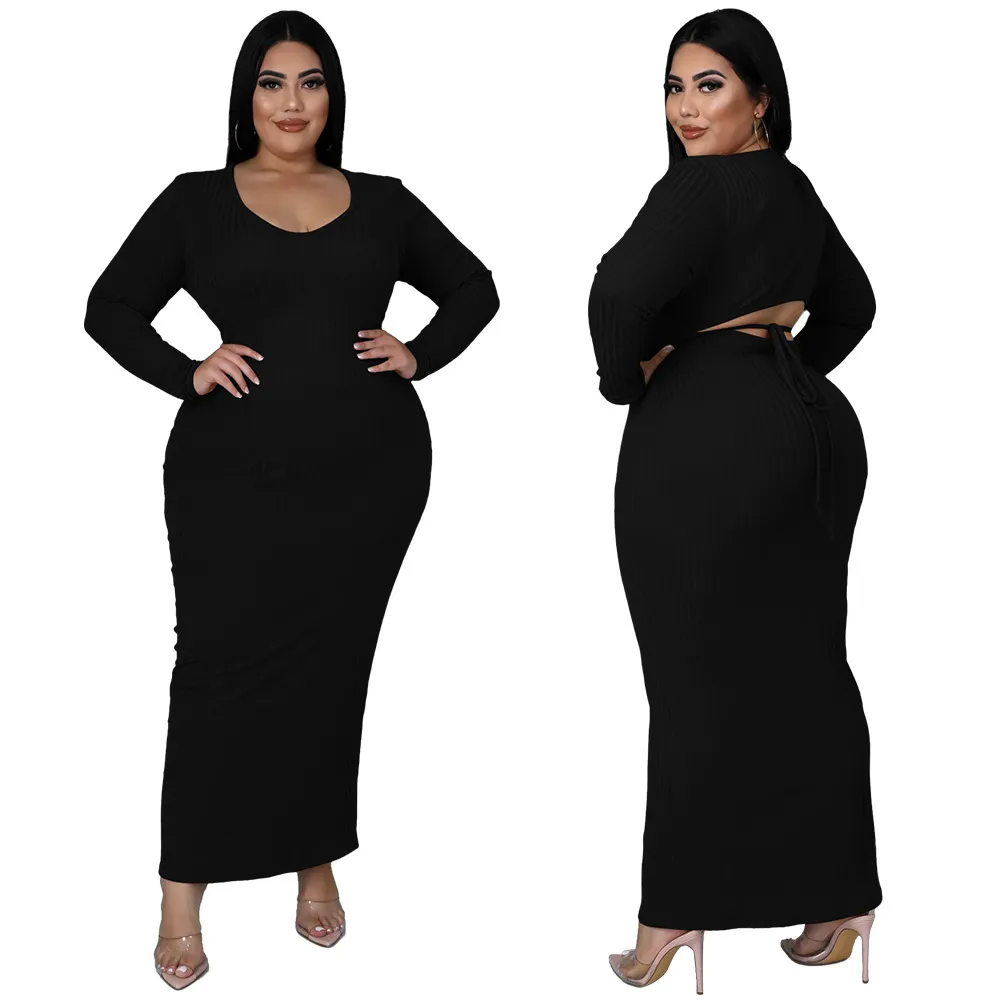 Helena Ribbed Tie-Back Long Sleeve Bodycon Maxi Dress maxi dress Castello Clothing Line