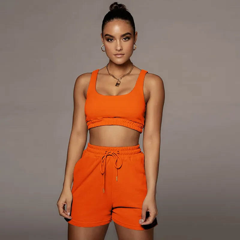 Glow Scoop Neck Crop Top & Drawstring Shorts Set  Castello Clothing Line   
