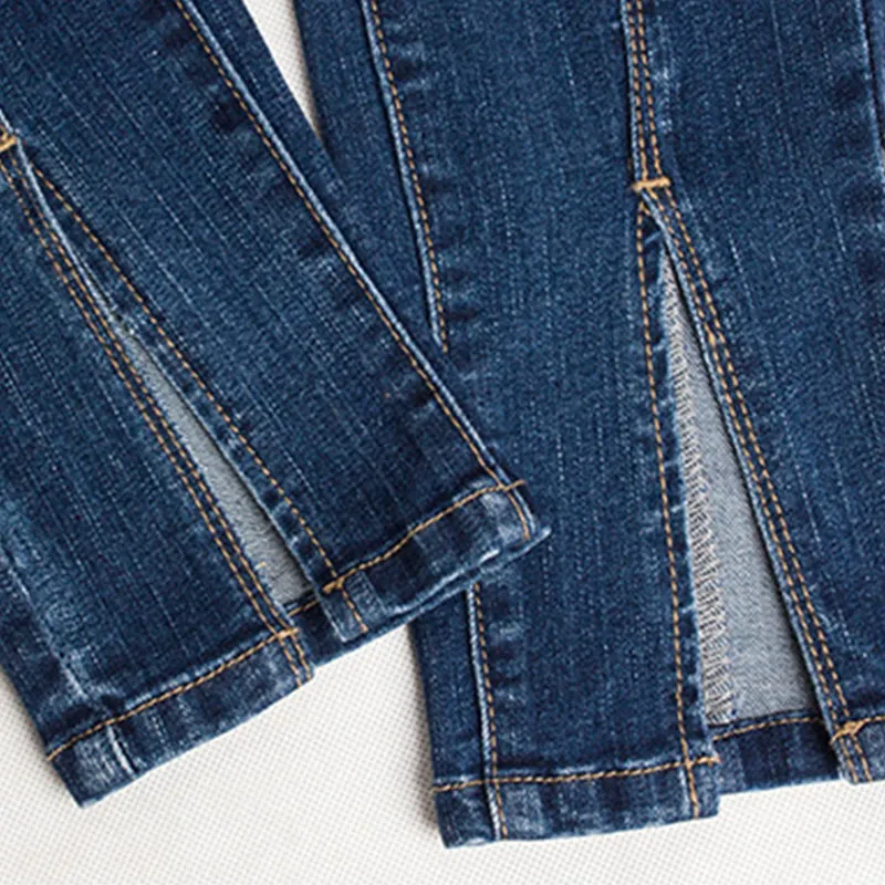 Cropped Split Leg Skinny Jeans  Castello Clothing Line   
