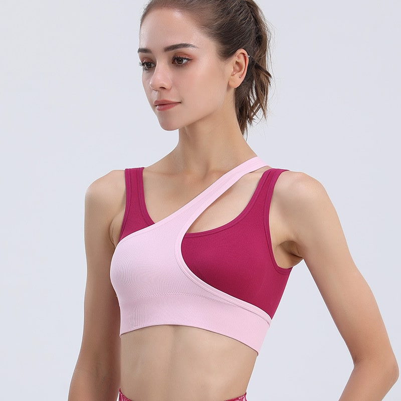 Aster Ribbed Asymmetrical One-Shoulder Sports Bra sports top & bras Castello Clothing Line