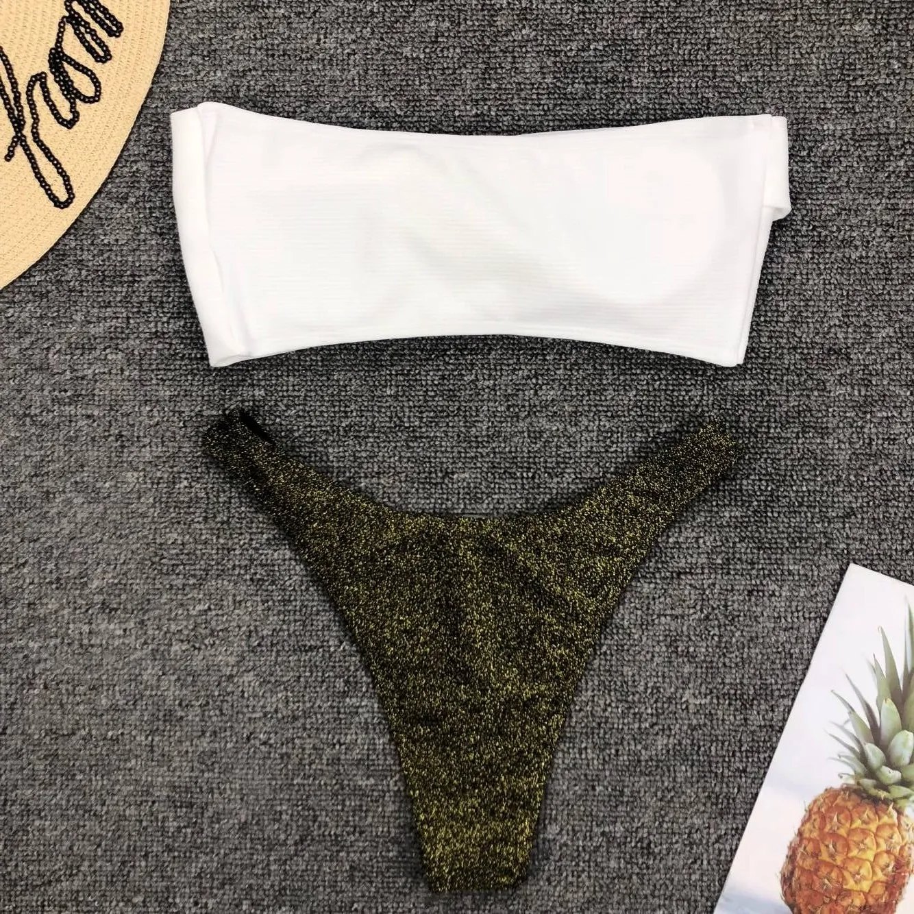 Glitter Wrap Bandeau Bikini Set  Castello Clothing Line   