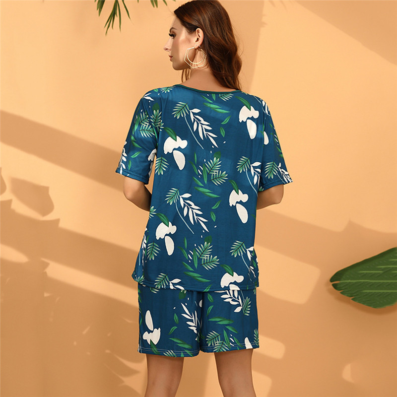 Tropical Escape Short Sleeve Top and Shorts Lounge Set  Castello Clothing Line   