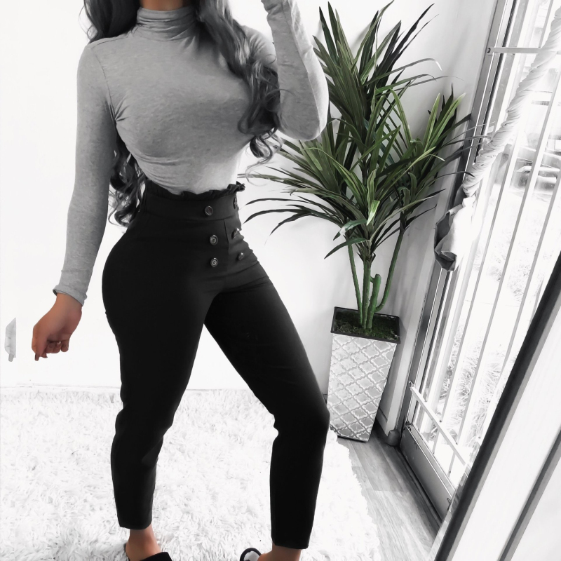 Freya High-Waisted Double-Breasted Tapered Pants Castello Clothing Line