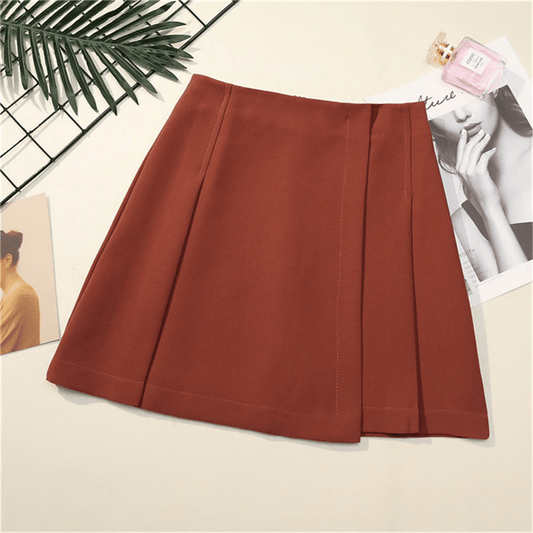 Pleated A-Line Mini Skirt - Flare Style in Cotton/Polyester  Castello Clothing Line   