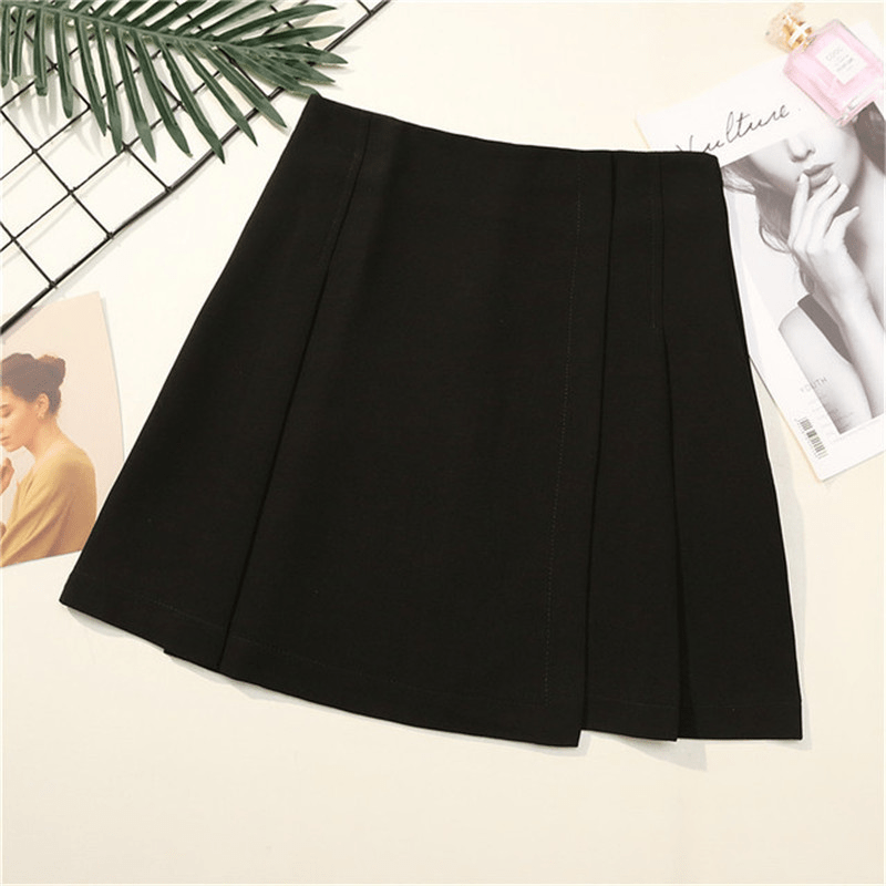 Pleated A-Line Mini Skirt - Flare Style in Cotton/Polyester  Castello Clothing Line   