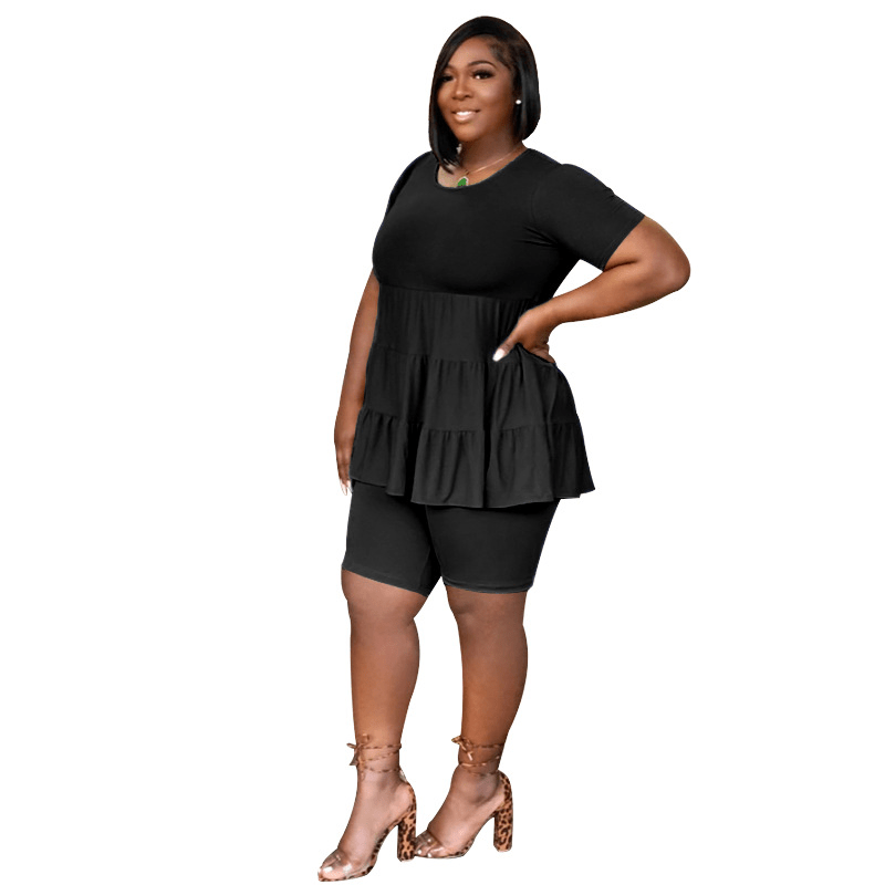 RuffleEase Tiered Babydoll Top & Biker Shorts Set  Castello Clothing Line   