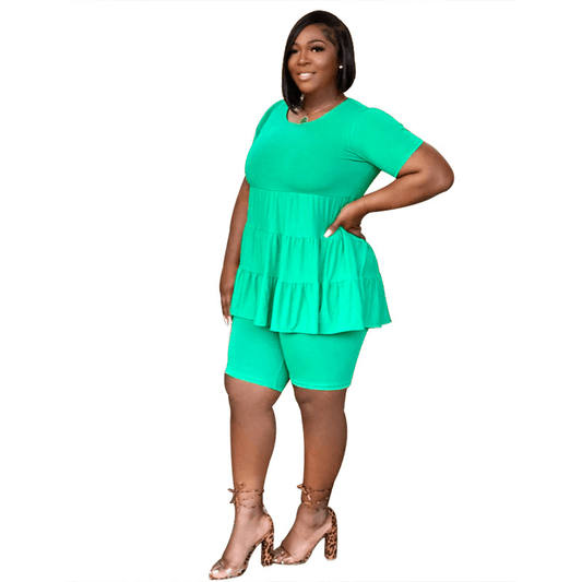 RuffleEase Tiered Babydoll Top & Biker Shorts Set  Castello Clothing Line   