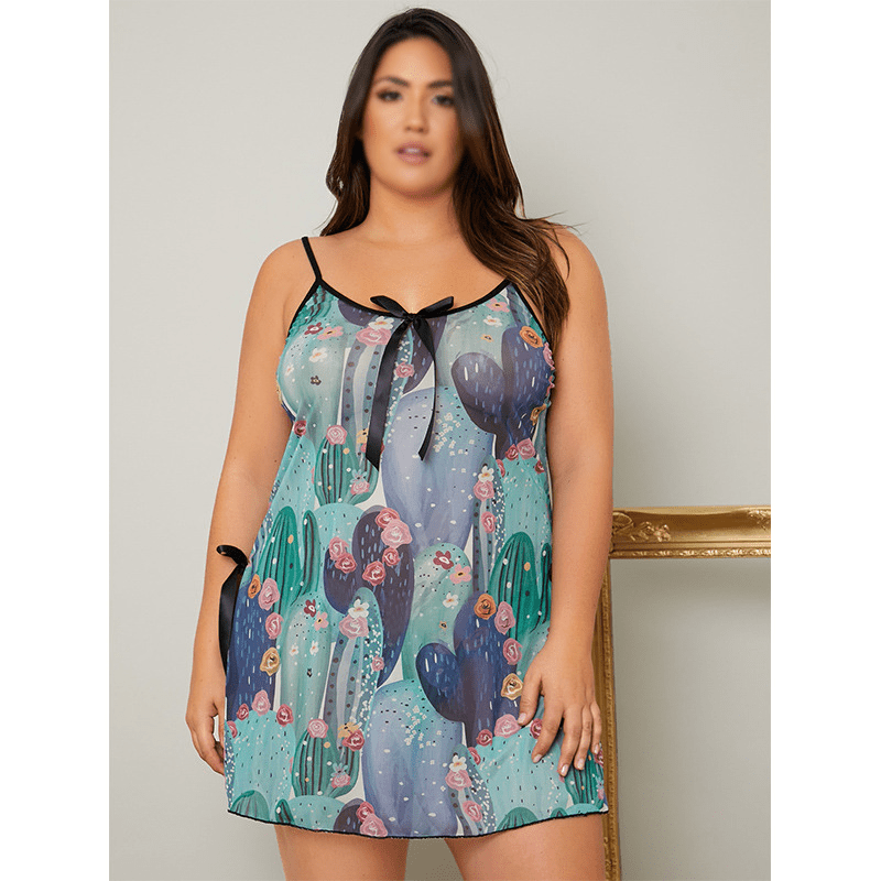 Plus Size Side Slit Nightie  Castello Clothing Line   
